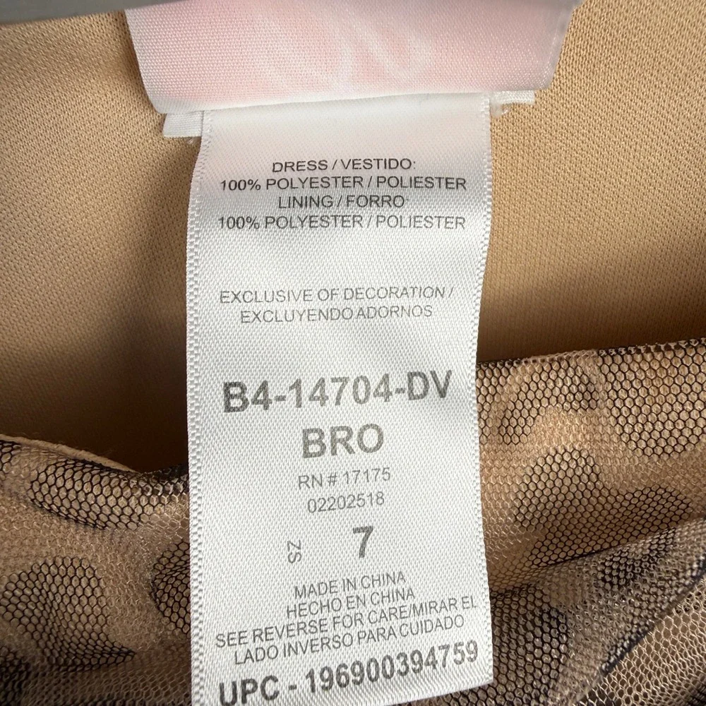 Bonnie Jean Leopard Print Tulle Dress Girls Size 7 Brown Animal Print Party Chic - Picture 9 of 10